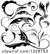 Poster, Art Print Of Black And White Floral Scroll Designs