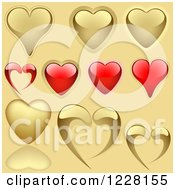 Clipart Of Red And Golden Hearts Royalty Free Vector Illustration
