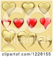 Poster, Art Print Of Red And Golden Hearts