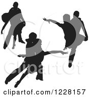 Clipart Of Black Silhouetted Latin Dance Couples 9 Royalty Free Vector Illustration