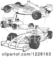 Grayscale F1 Race Cars