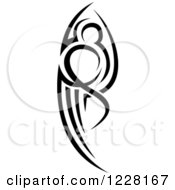 Clipart Of A Vertical Black And White Tribal Tattoo Design 3 Royalty Free Vector Illustration