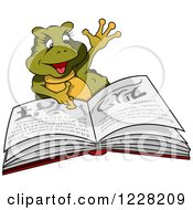 Clipart Of A Female Frog Reading A Book Royalty Free Vector Illustration