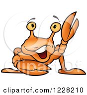 Clipart Of A Happy Waving Orange Crab Royalty Free Vector Illustration