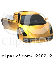 Clipart Of A Yellow Lamborghini Gallardo With An Open Door Royalty Free Vector Illustration by dero
