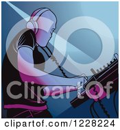Clipart Of A Dj Mixing A Record In A Club Royalty Free Vector Illustration