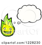 Clipart Of A Thinking Green Flame Royalty Free Vector Illustration