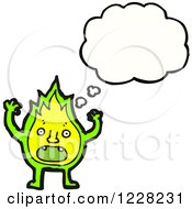 Clipart Of A Thinking Screaming Green Flame Royalty Free Vector Illustration