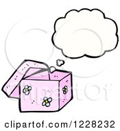Clipart Of A Thinking Pink Gift Box Royalty Free Vector Illustration