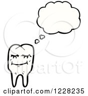 Clipart Of A Thinking Happy Tooth Royalty Free Vector Illustration by lineartestpilot