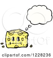 Clipart Of A Thinking Cheese Wedge Royalty Free Vector Illustration