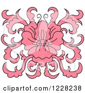 Clipart Of A Pink Orchid Flower Damask Design Royalty Free Vector Illustration