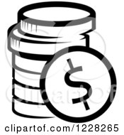 Clipart Of A Black And White Stack Of Coins Royalty Free Vector Illustration
