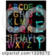 Poster, Art Print Of Colorful Origami Alphabet Letters On Black