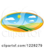 Clipart Of A Summer Sun Over A Green Landscape Royalty Free Vector Illustration by Vector Tradition SM