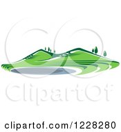 Poster, Art Print Of Summer Landscape With Hills And A Pond