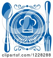 Poster, Art Print Of Blue And White Chef Hat Plate And Silverware