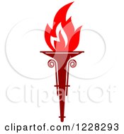Clipart Of A Red Flaming Torch Royalty Free Vector Illustration