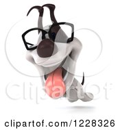 Clipart Of A 3d Bespectacled Jack Russell Terrier Dog Running Royalty Free Illustration