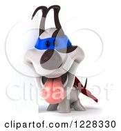Clipart Of A 3d Super Jack Russell Terrier Dog By A Sign Royalty Free Illustration
