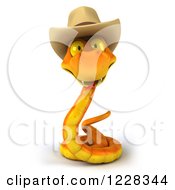 Clipart Of A 3d Orange Snake Wearing A Cowboy Hat Royalty Free Illustration by Julos