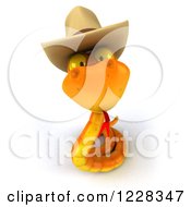 Clipart Of A 3d Orange Snake Wearing A Cowboy Hat 2 Royalty Free Illustration by Julos