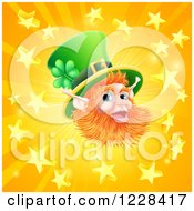 Poster, Art Print Of Happy St Patricks Day Leprechaun Over A Star Burst