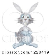 Clipart Of An Alert Gray Bunny Rabbit Royalty Free Vector Illustration