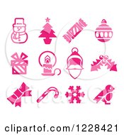 Poster, Art Print Of Pink Christmas Item Icons