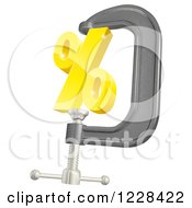 3d Golden Percent Symbol In A Clamp