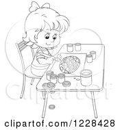 Poster, Art Print Of Outlined Girl Painting An Easter Egg