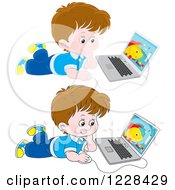 Poster, Art Print Of Boys Using Laptops On The Floor