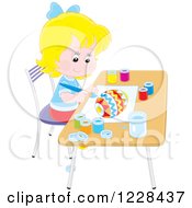 Poster, Art Print Of Blond Girl Painting An Easter Egg