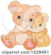 Poster, Art Print Of Cute Teddy Bears Cuddling And Hugging