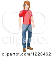 Casual Young Man Standing In A T Shirt And Jeans