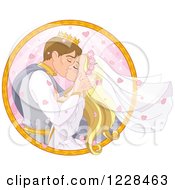 Fairy Tale Wedding Prince And Princess Couple Kissing In A Circle