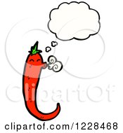 Clipart Of A Thinking Chili Pepper Royalty Free Vector Illustration by lineartestpilot