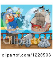 Poster, Art Print Of Pirate Captain On Deck Viewing Another Ship
