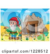 Poster, Art Print Of Dwarf With A Pickaxe At A Mining Cave
