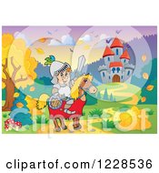 Poster, Art Print Of Knight And Steed Near A Castle And Autumn Landscape