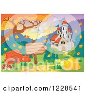 Poster, Art Print Of Castle And Autumn Landscape With A Sign 2