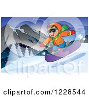 Poster, Art Print Of Girl Snowboarding On A Mountain