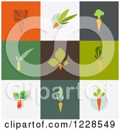 Poster, Art Print Of Carrot Icons On Different Colored Backgrounds