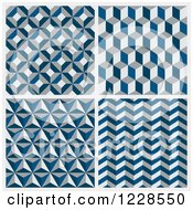 Poster, Art Print Of Seamless Blue And Gray Geometric Background Patterns