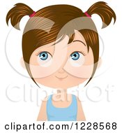 Clipart Of A Thoughtful Brunette Girl In Pigtails Royalty Free Vector Illustration