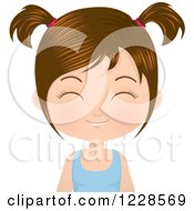Clipart Of A Giggling Brunette Girl In Pigtails Royalty Free Vector Illustration
