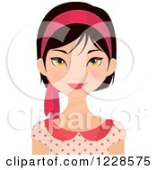 Clipart Of A Clever Young Asian Woman In A Headband Royalty Free Vector Illustration by Melisende Vector