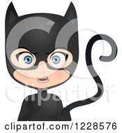Clipart Of A Mad Girl In A Black Cat Costume Royalty Free Vector Illustration