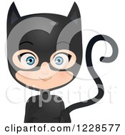 Clipart Of A Happy Girl In A Black Cat Costume Royalty Free Vector Illustration