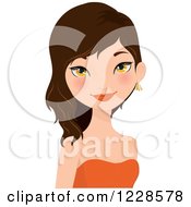 Clipart Of A Happy Asian Woman In An Orange Top Royalty Free Vector Illustration by Melisende Vector